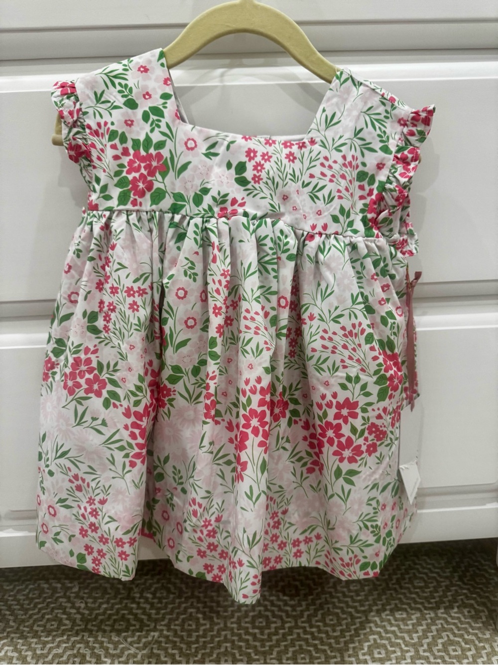 Floral Cotton Girls' Matching Set - Pink & Green